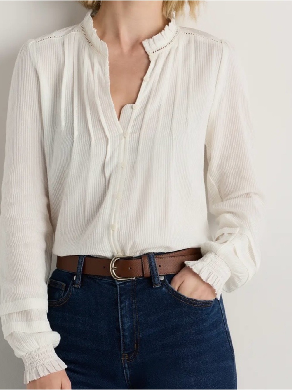 Organic Textured Cotton Peasant Blouse